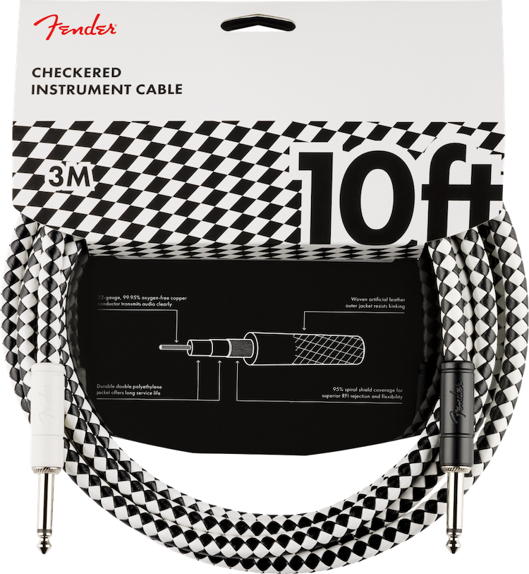 Fender Pro 10' Instrument Cable, Checkerboard