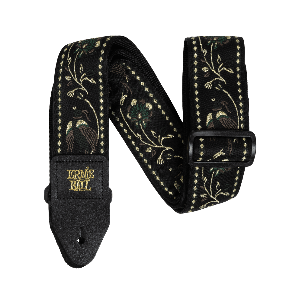 Ernie Ball P05372 Classic Jacquard Guitar/Bass Strap - Black Pleasant Pheasant