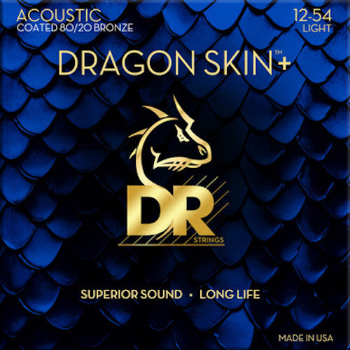 DR Strings DRAGON SKIN+ Acoustic Guitar Strings 80/20: Light 12-54