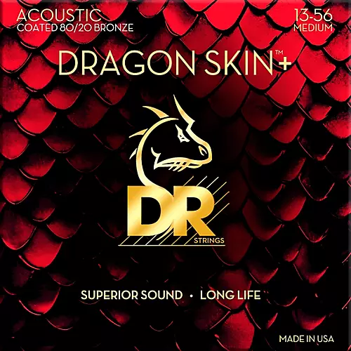 DR Strings DRAGON SKIN+ Acoustic Guitar Strings 80/20, Medium 13-56