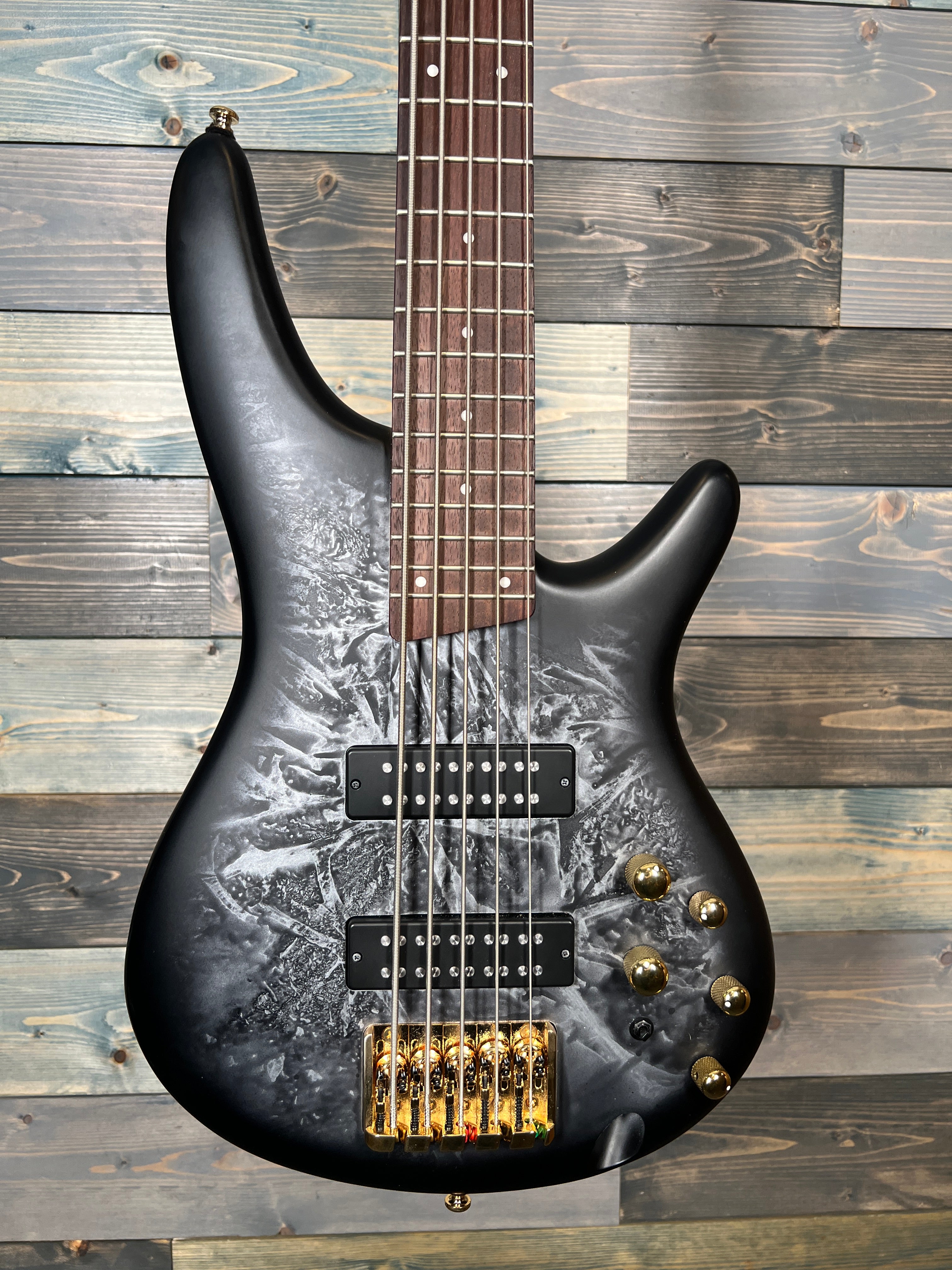 USED Ibanez SR305EDX Bass Guitar - Black Ice Frozen Matte