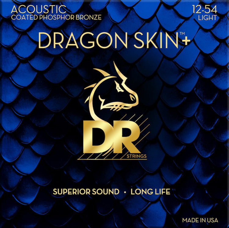 DR Strings DRAGON SKIN+ Acoustic Guitar Strings: Light 12-54