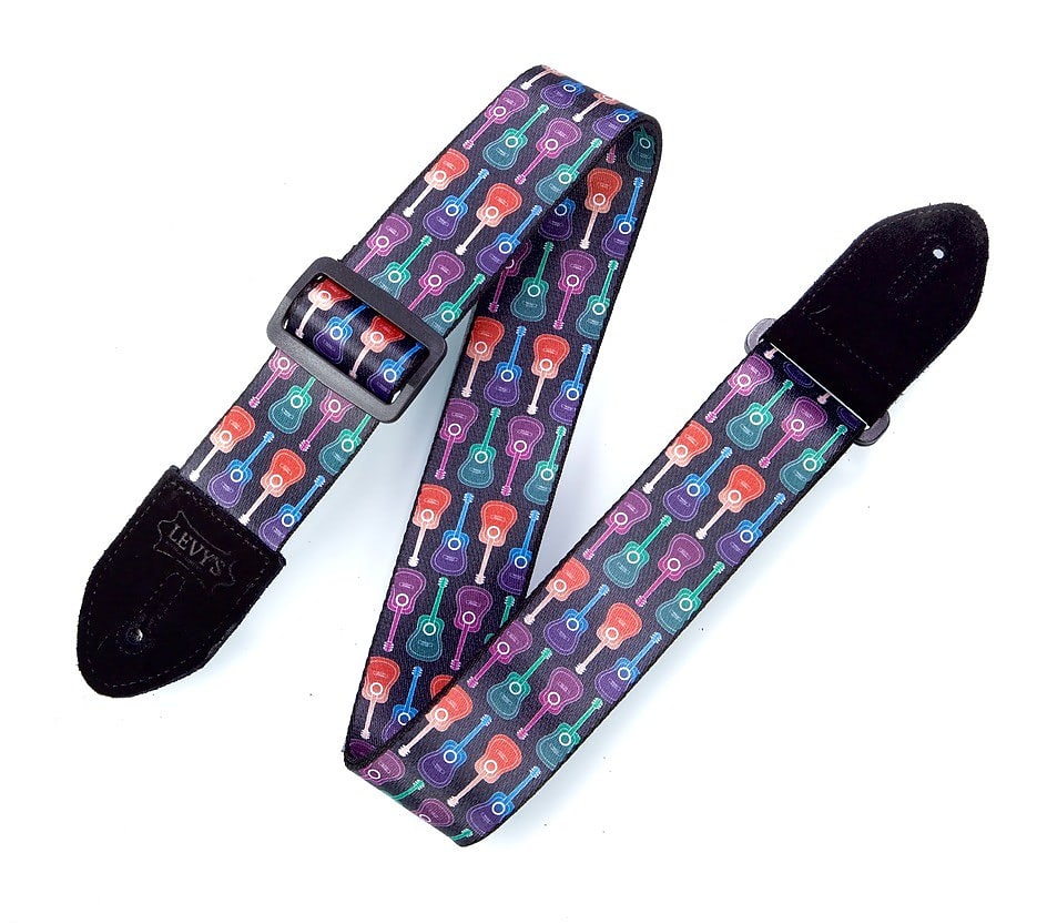 Levy's MP2-005 2in Polyester Guitar Strap - Multicolor Acoustic Guitar Print