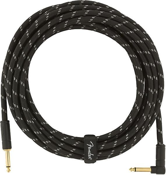 Fender Deluxe Series Instrument Cable, Straight/Angle, 18.6', Black Tweed