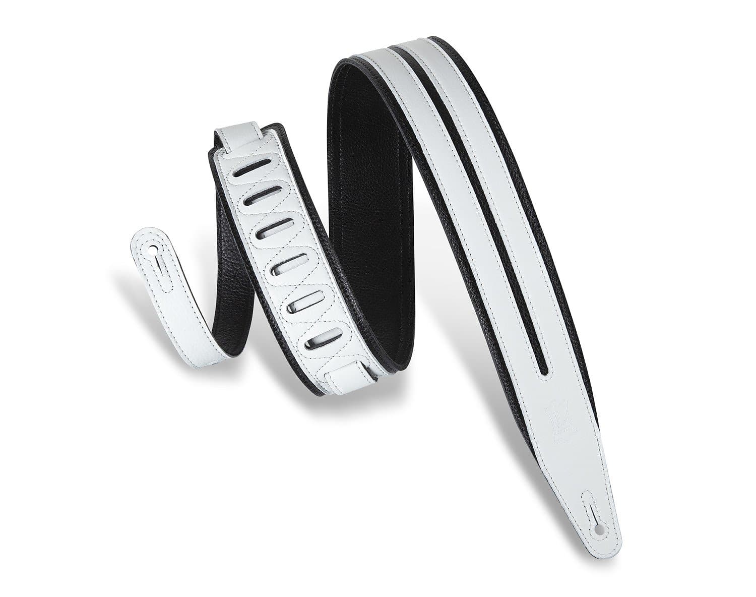Levy's 2.5" Double Racing Stripe Guitar Strap - White/Black