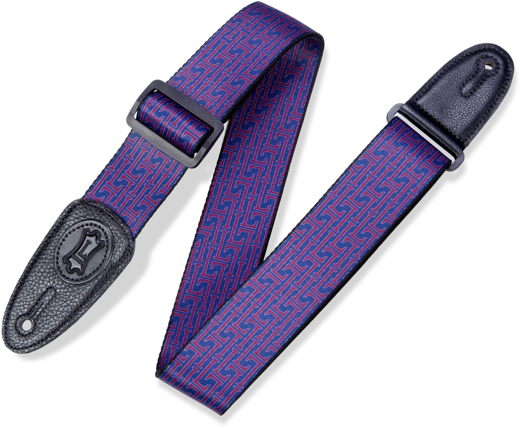 Levy's MPLL-005 2in Levy's Signature Logo Print Guitar Strap - Navy/Maroon