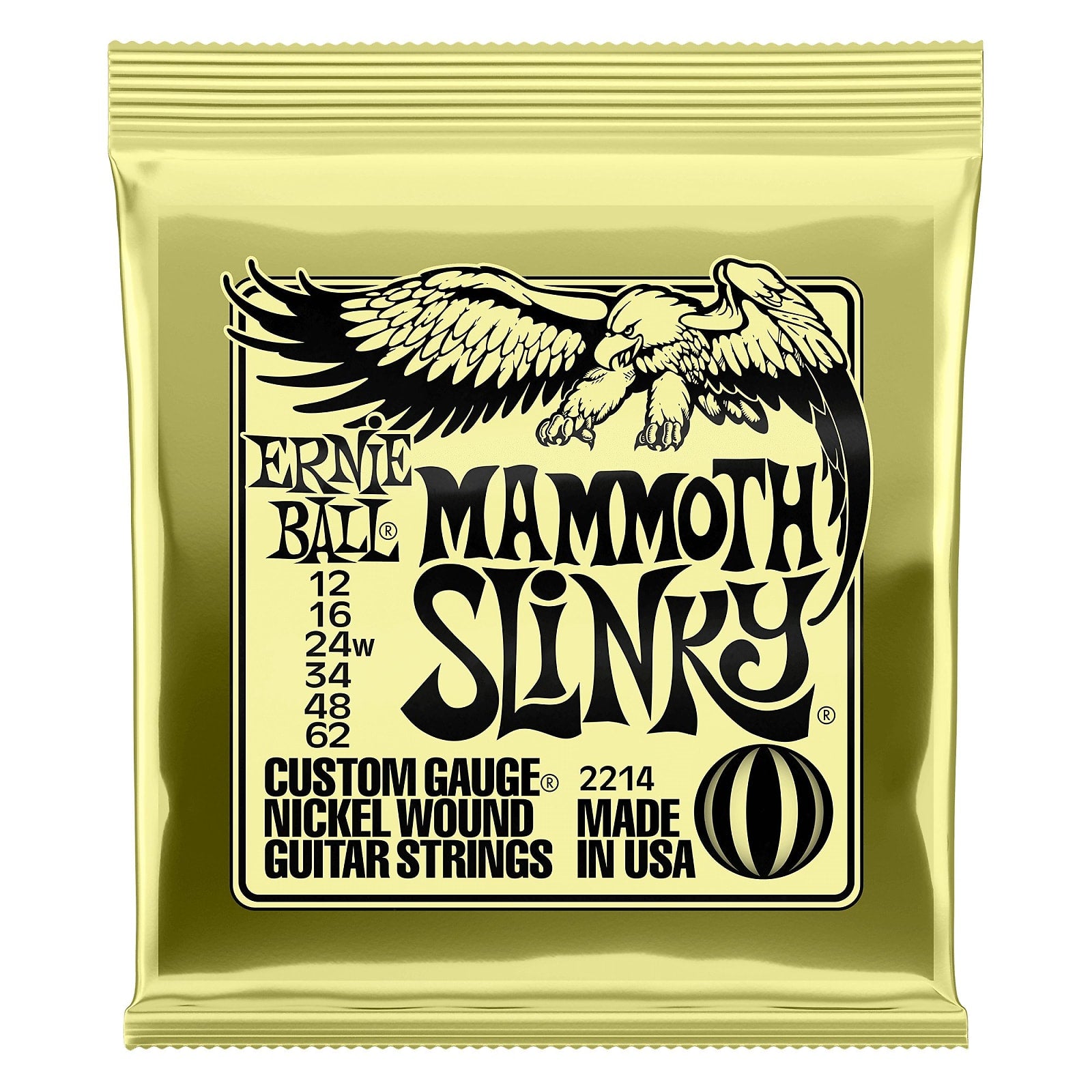 Ernie Ball 2214 Mammoth Slinky Nickel Wound Electric Guitar Strings,12-62 Gauge