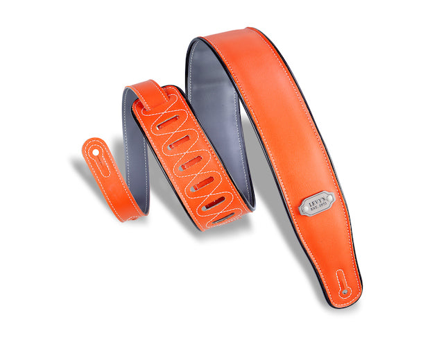 Levy's 2 3/4" Wide Vinyl Guitar Strap - Orange/Grey