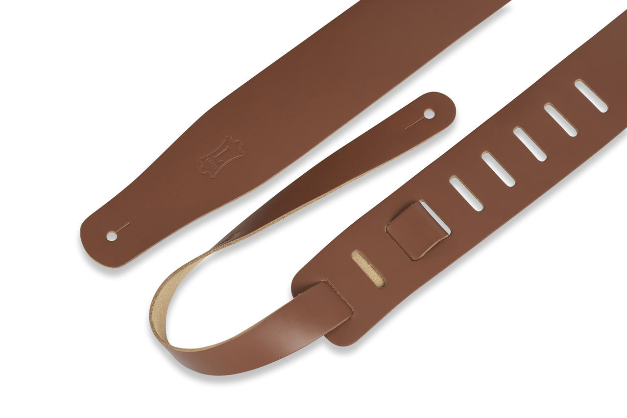 Levy's 2 1/2" Wide Genuine Leather Guitar Strap - Walnut