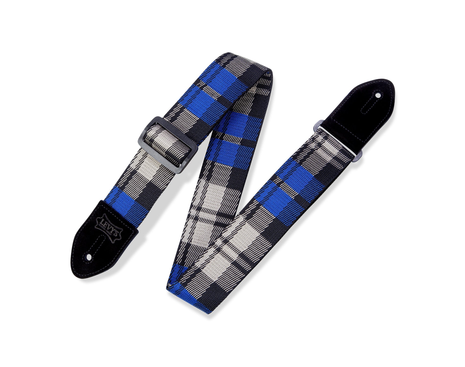 Levy's 2" Cobalt Plaid Poly Guitar Strap