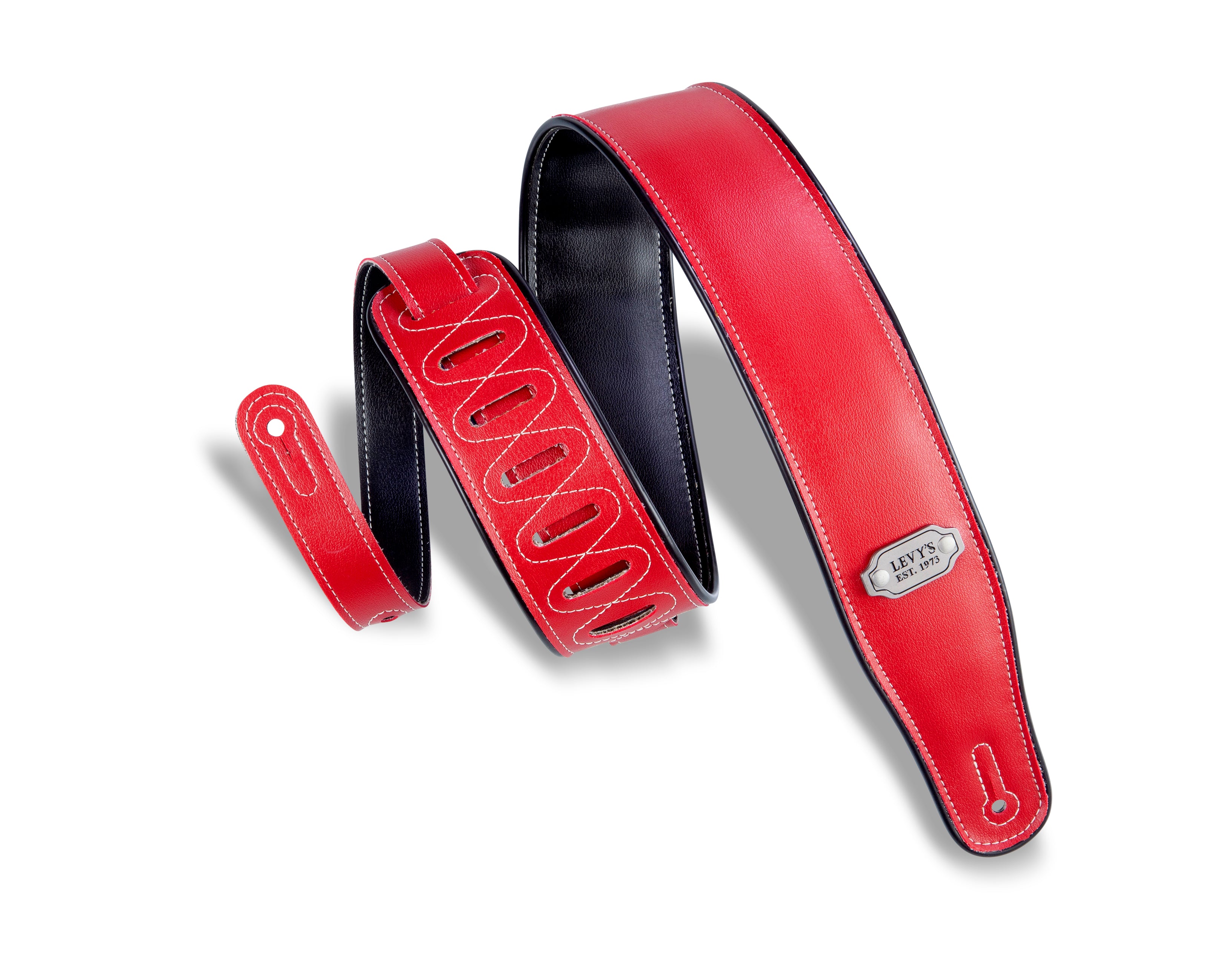 Levy's 2.75" Reversible Vinyl Guitar Strap - Red/Black