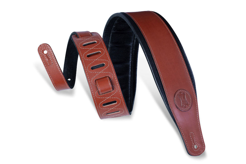 Levy's 3" Wide Veg-tan Leather Guitar Strap - Walnut