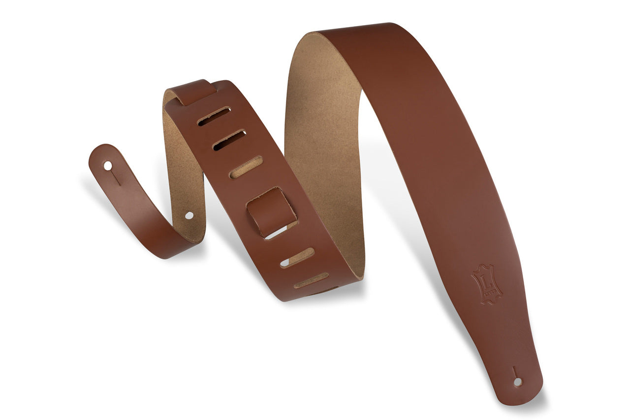 Levy's 2 1/2" Wide Genuine Leather Guitar Strap - Walnut