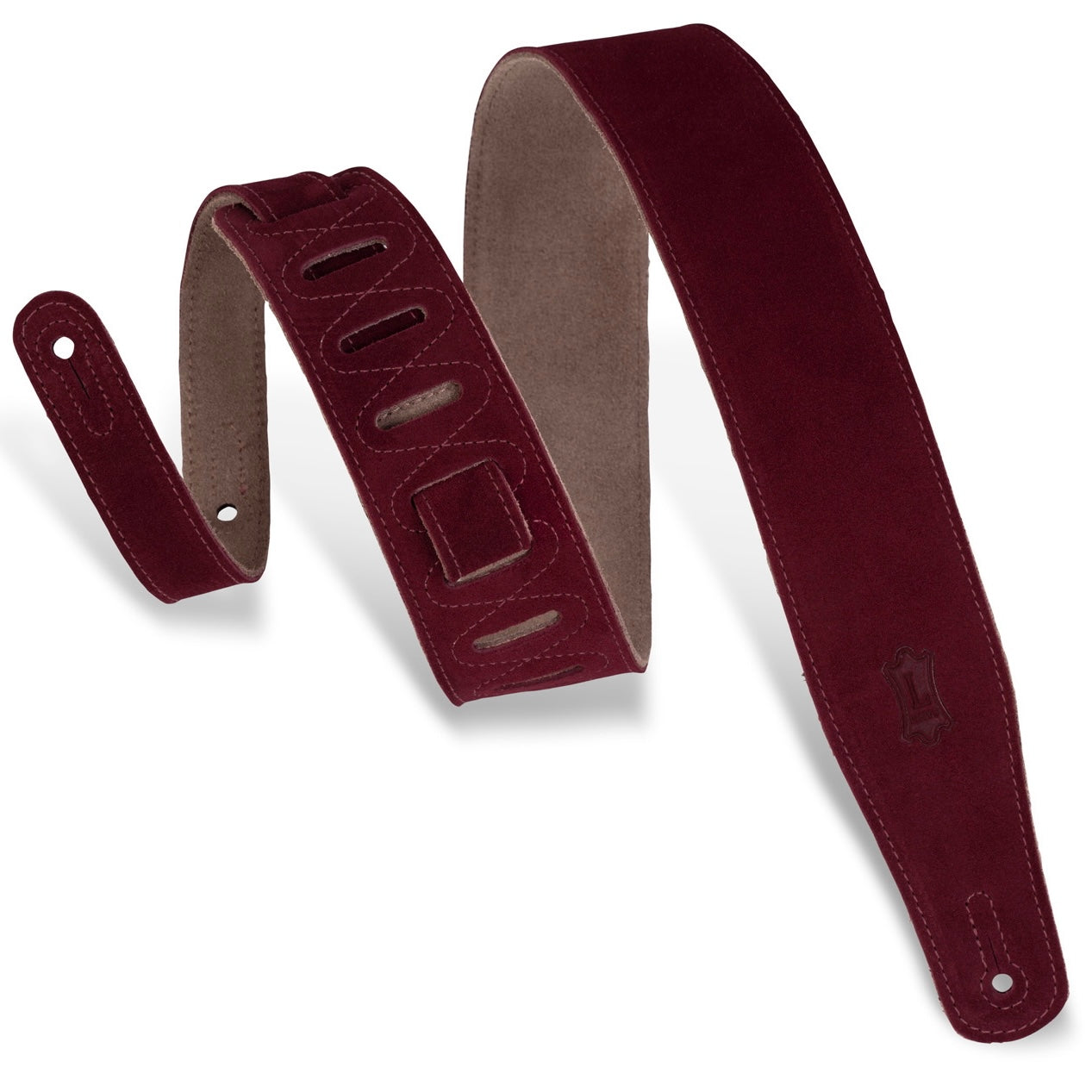 Levy's 2 1/2" Wide Suede Guitar Strap - Burgundy