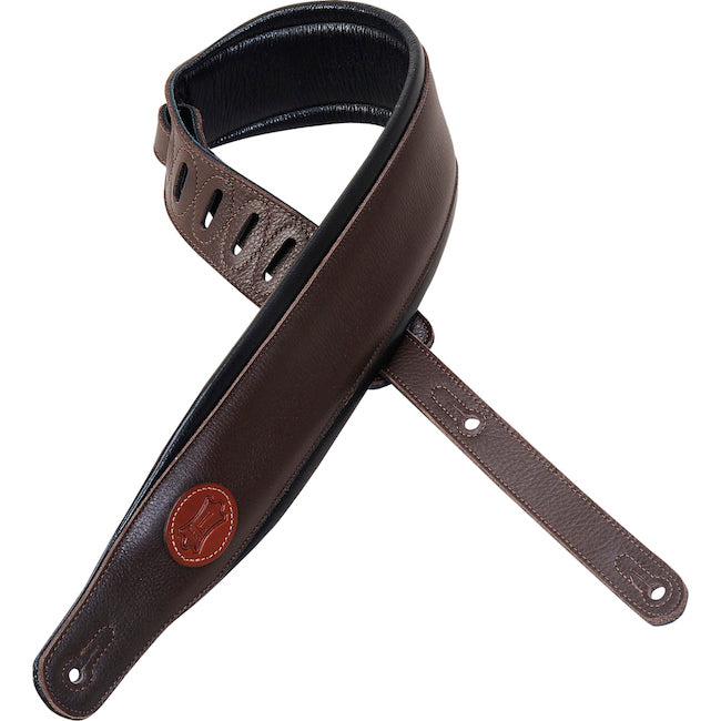 Levy's 3" Wide Garment Leather Guitar Strap - Dark Brown