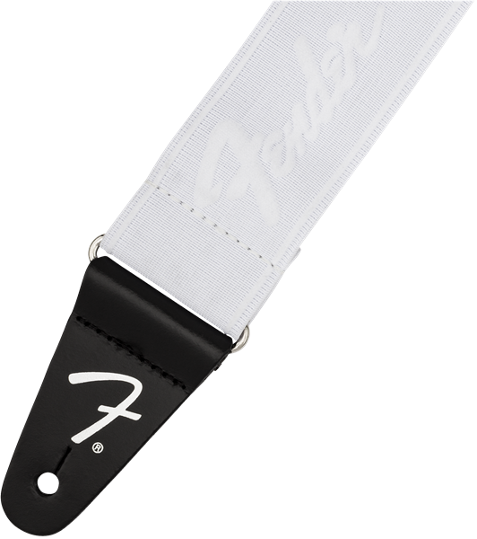 Fender WeighLess Running Logo Strap White/White