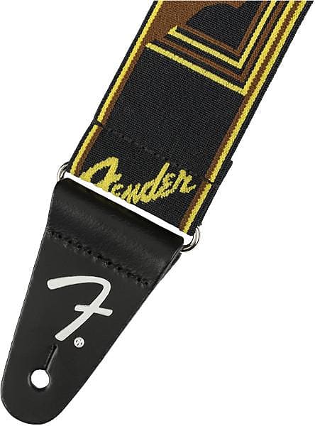 Fender Weighless™ 2" Mono Strap, Black/Yellow/Brown