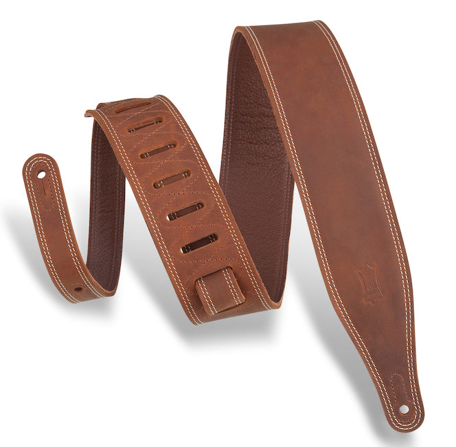 Levy's 2.5" Wide Garment Leather Guitar Strap - Brown