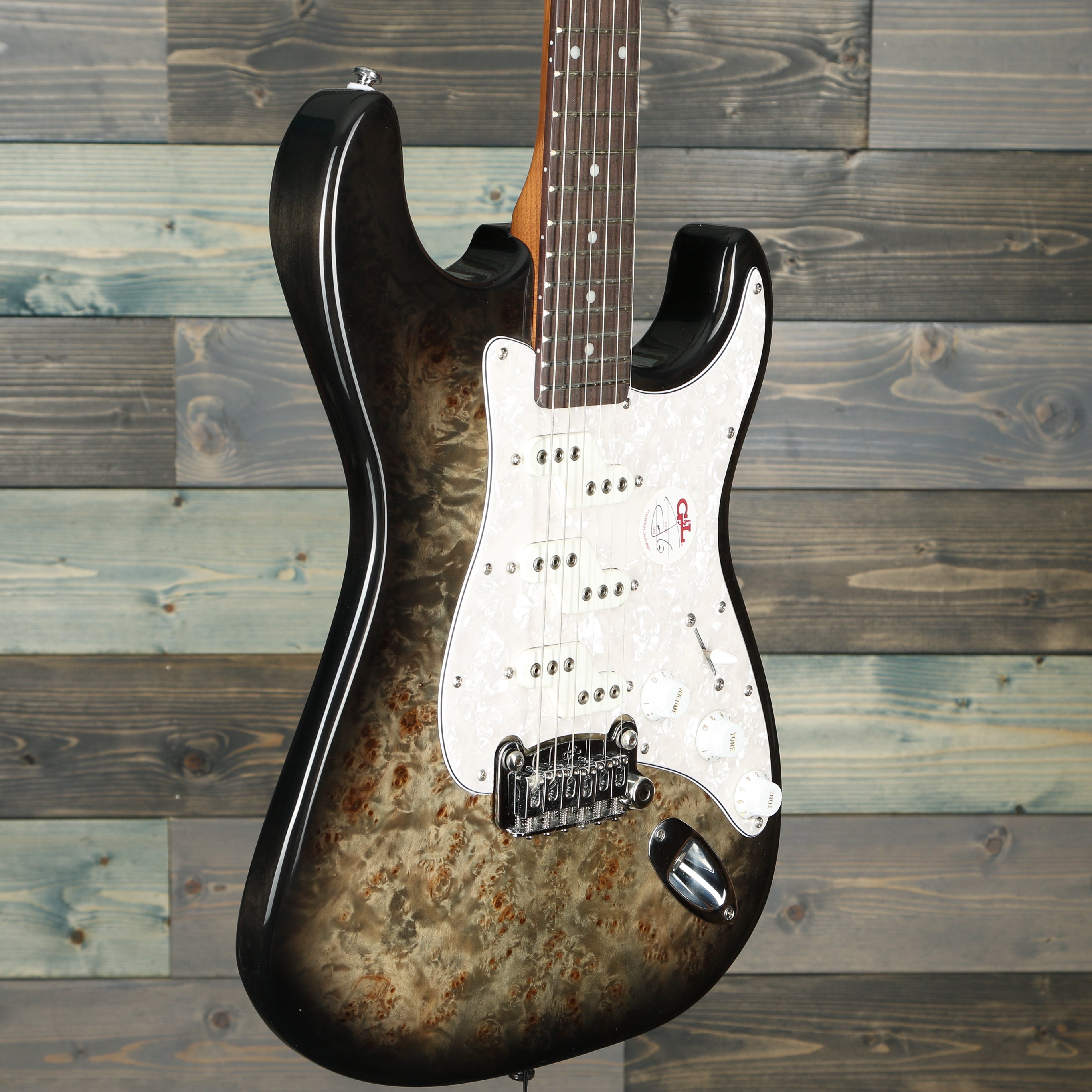 G&L Tribute Comanche Burl Top Electric Guitar - Charcoal Burst