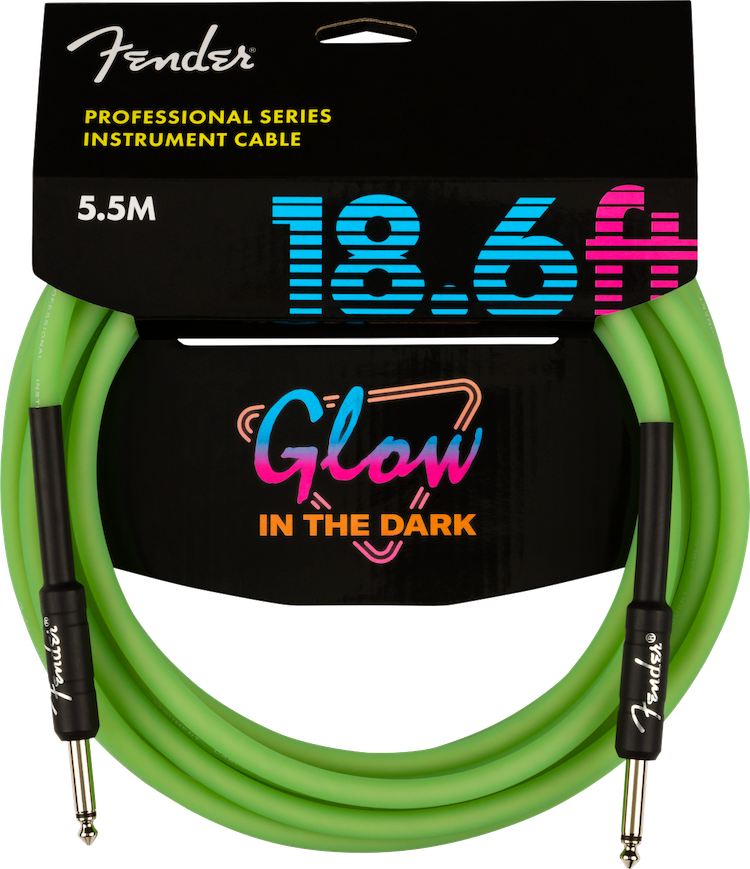 Fender Professional Glow in the Dark Cable, Green, 18.6'