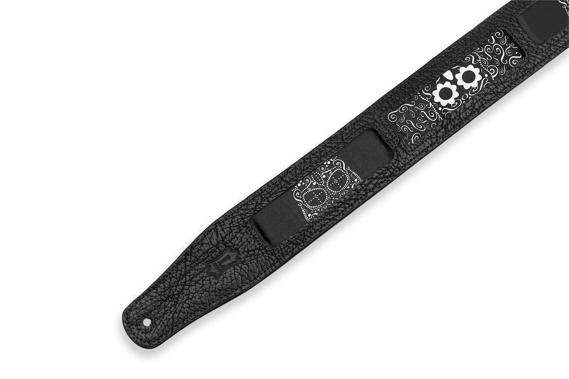 Levy's 2.5" Leather Calaca Series Guitar Strap - Mariachi Design