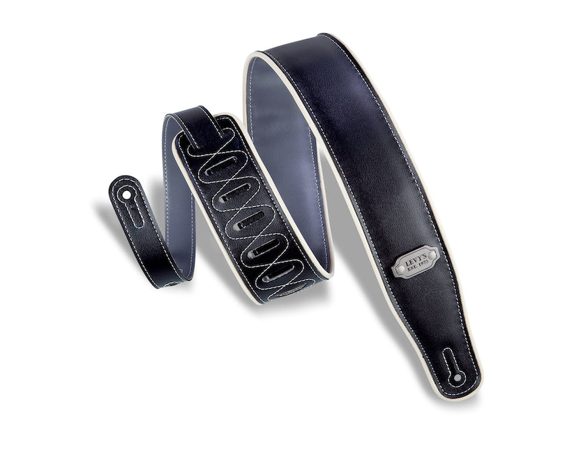 Levy's 2 3/4" Wide Vinyl Guitar Strap - Black/Grey