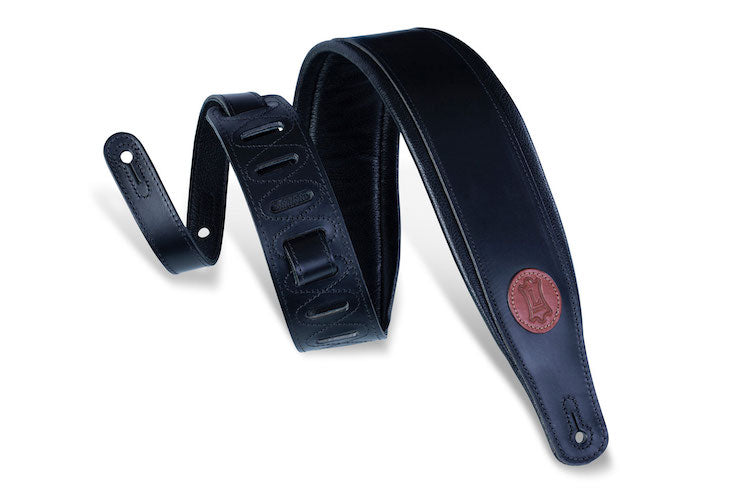 Levy's 3" Wide Veg-Tan Leather Guitar Strap - Black