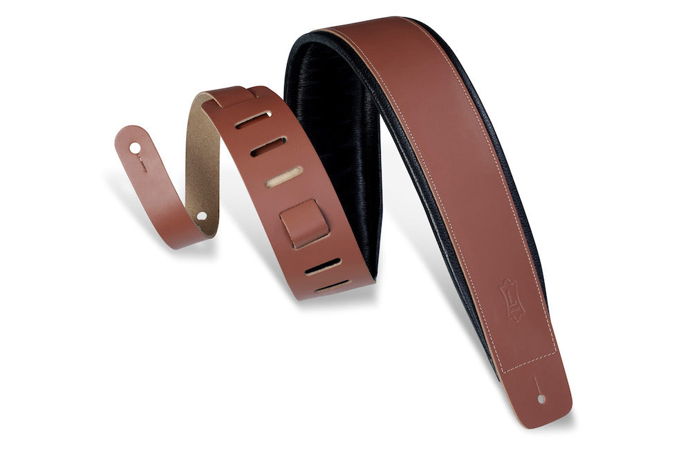 Levy's 3" Wide Genuine Leather Guitar Strap - Walnut