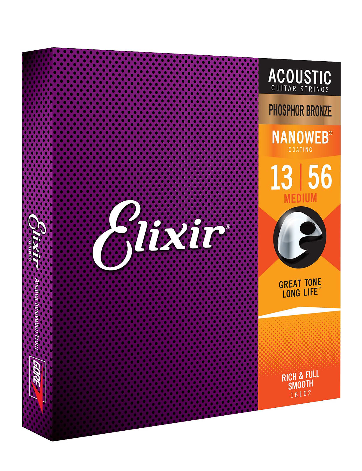 Elixir Strings 16102 Acoustic Phosphor Bronze w/ Nanoweb Coating Medium 13