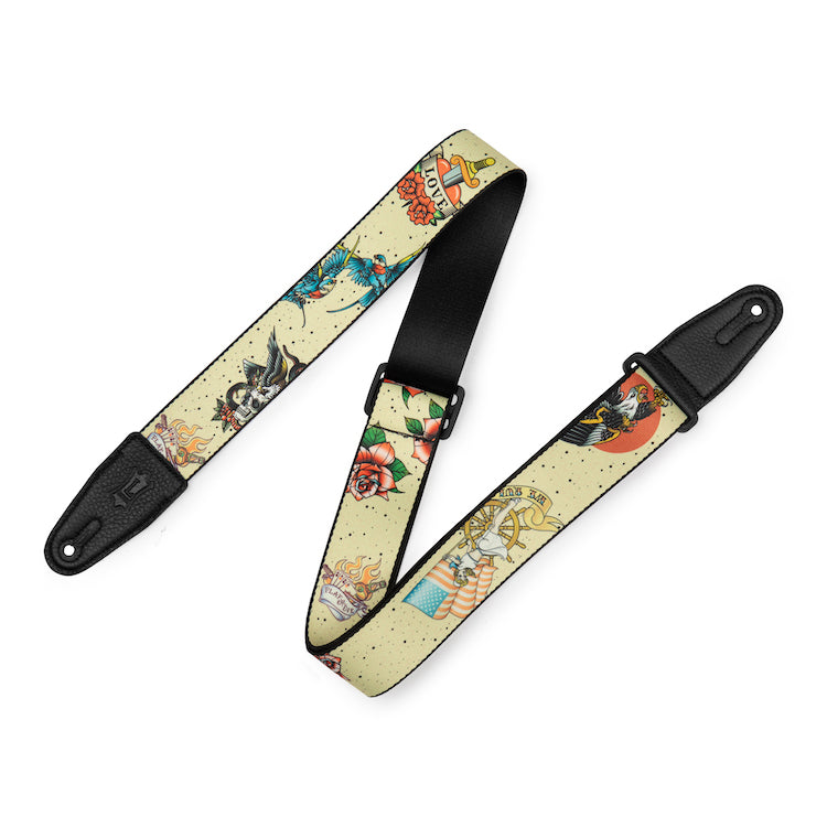 Levy's 2" Poly Tattoo Series Guitar Strap - Old School design