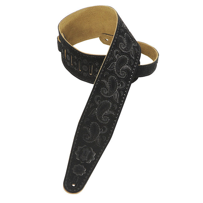 Levy's 3" Wide Heirloom Suede Guitar Strap - Black Paisley